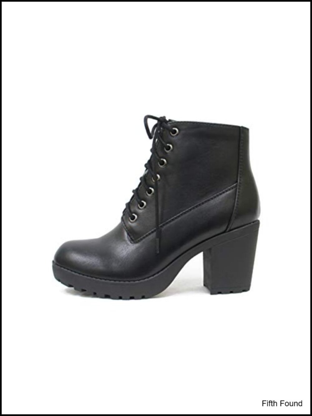 Lug Sole Chunky Heel Combat Ankle Bootie Lace Up Side Zipper